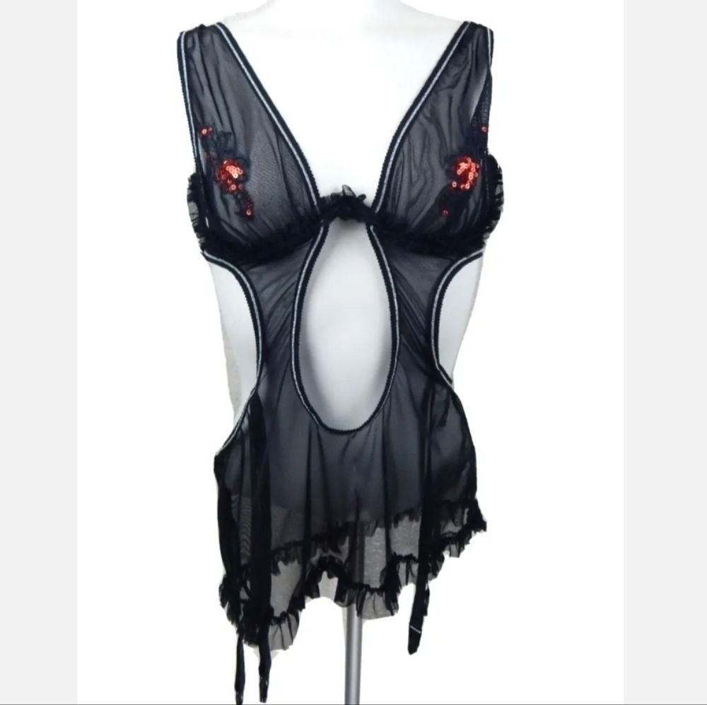 Shirley of Hollywood Mesh Cutout Chemise